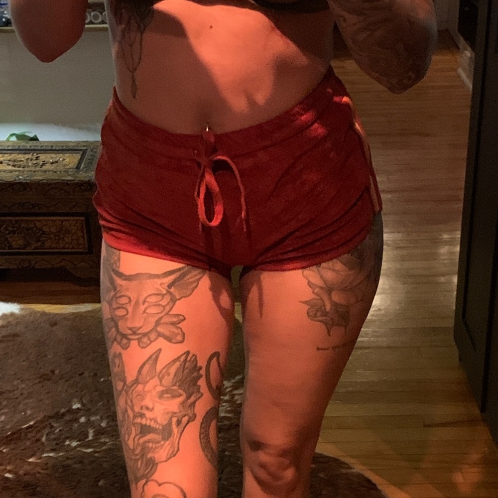 Forever 21 Red Velvet Lounge Drawstring Shorts
